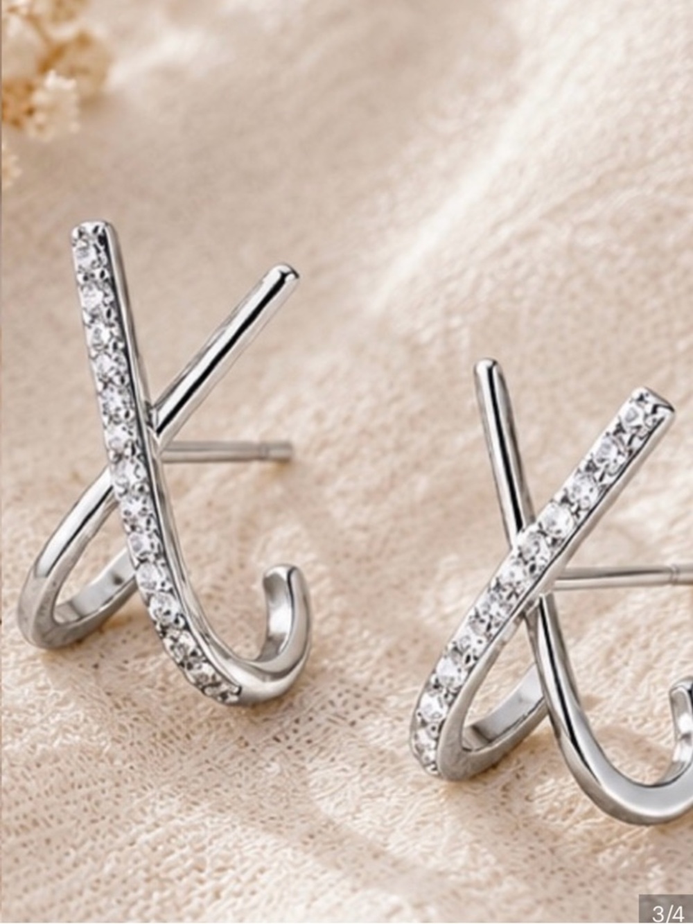 Luxe Silver Crystal Twist Stud Earrings